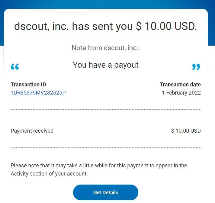 Dscout Payment Proof